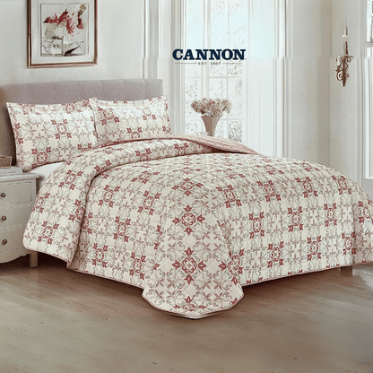 CANNON 100% COTTON PRINTED BEDSPREAD SET