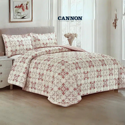 CANNON 100% COTTON PRINTED BEDSPREAD SET