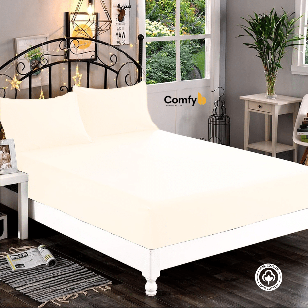 COMFYB 100% COTTON FITTED SHEET SETS NUDE
