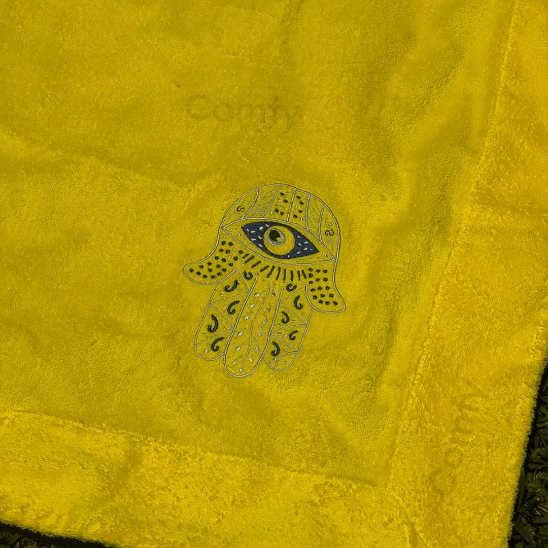 CANNON EVIL EYE 100% COTTON BEACH TOWEL YELLOW
