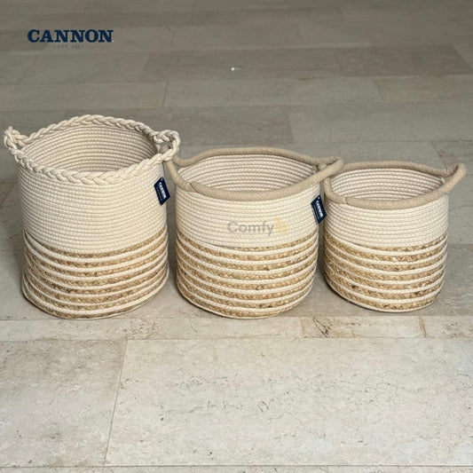 CANNON WOVEN BEIGE BASKET 3-PIECE
