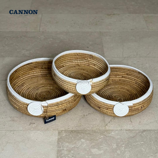 CANNON STRAW WHITE ROUND TRAY