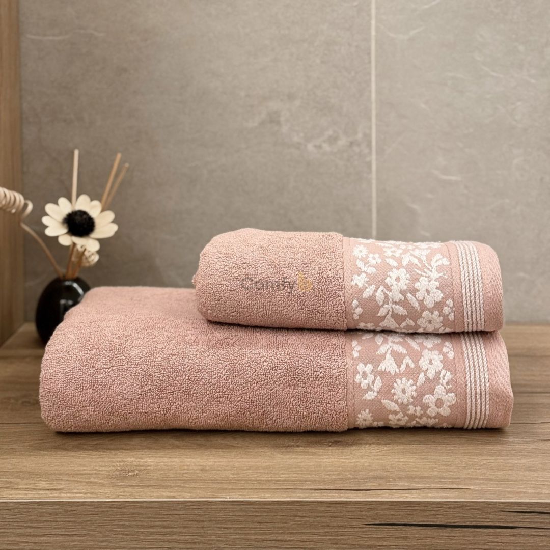 COMFYB 100% COTTON TOWEL FLOWER EMBROIDERED