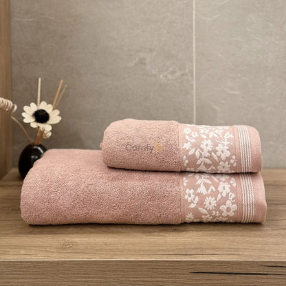 COMFYB 100% COTTON TOWEL FLOWER EMBROIDERED