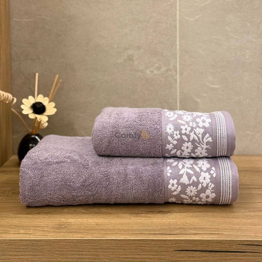 COMFYB 100% COTTON TOWEL FLOWER EMBROIDERED