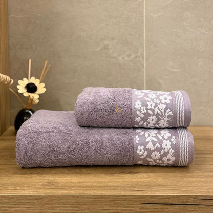 COMFYB 100% COTTON TOWEL FLOWER EMBROIDERED