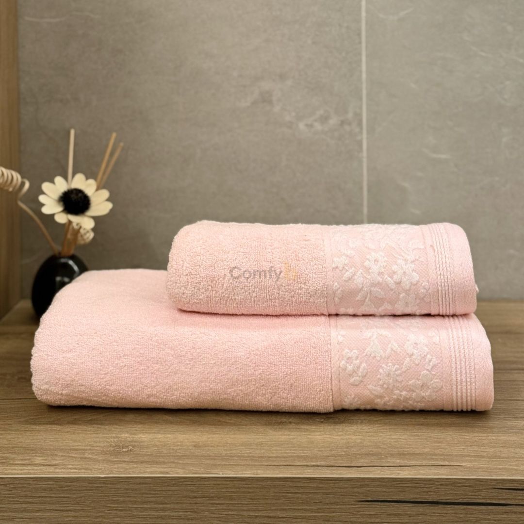 COMFYB 100% COTTON TOWEL FLOWER EMBROIDERED