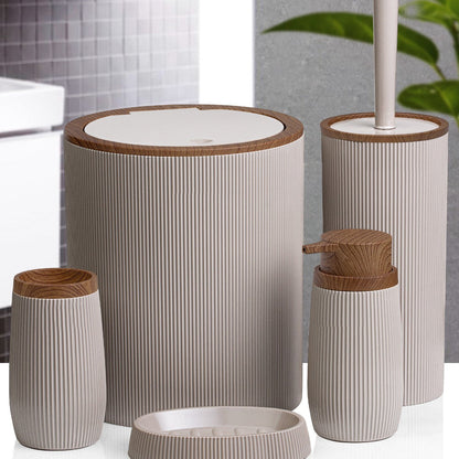 OKY BELLA WOOD BATHROOM SET ROUND 5 PIECE