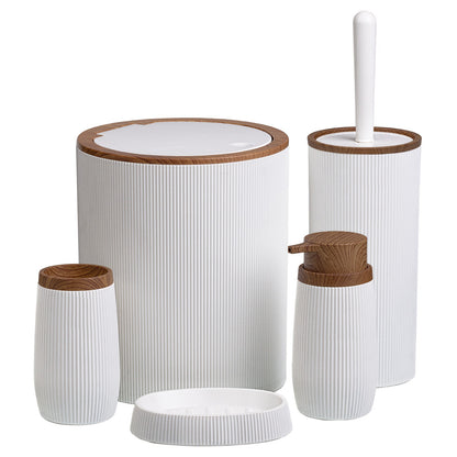 OKY BELLA WOOD BATHROOM SET ROUND 5 PIECE