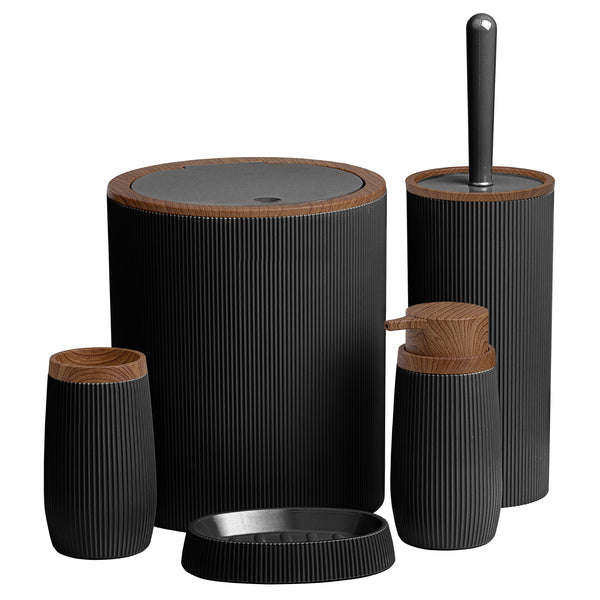 OKY BELLA WOOD BATHROOM SET ROUND 5 PIECE