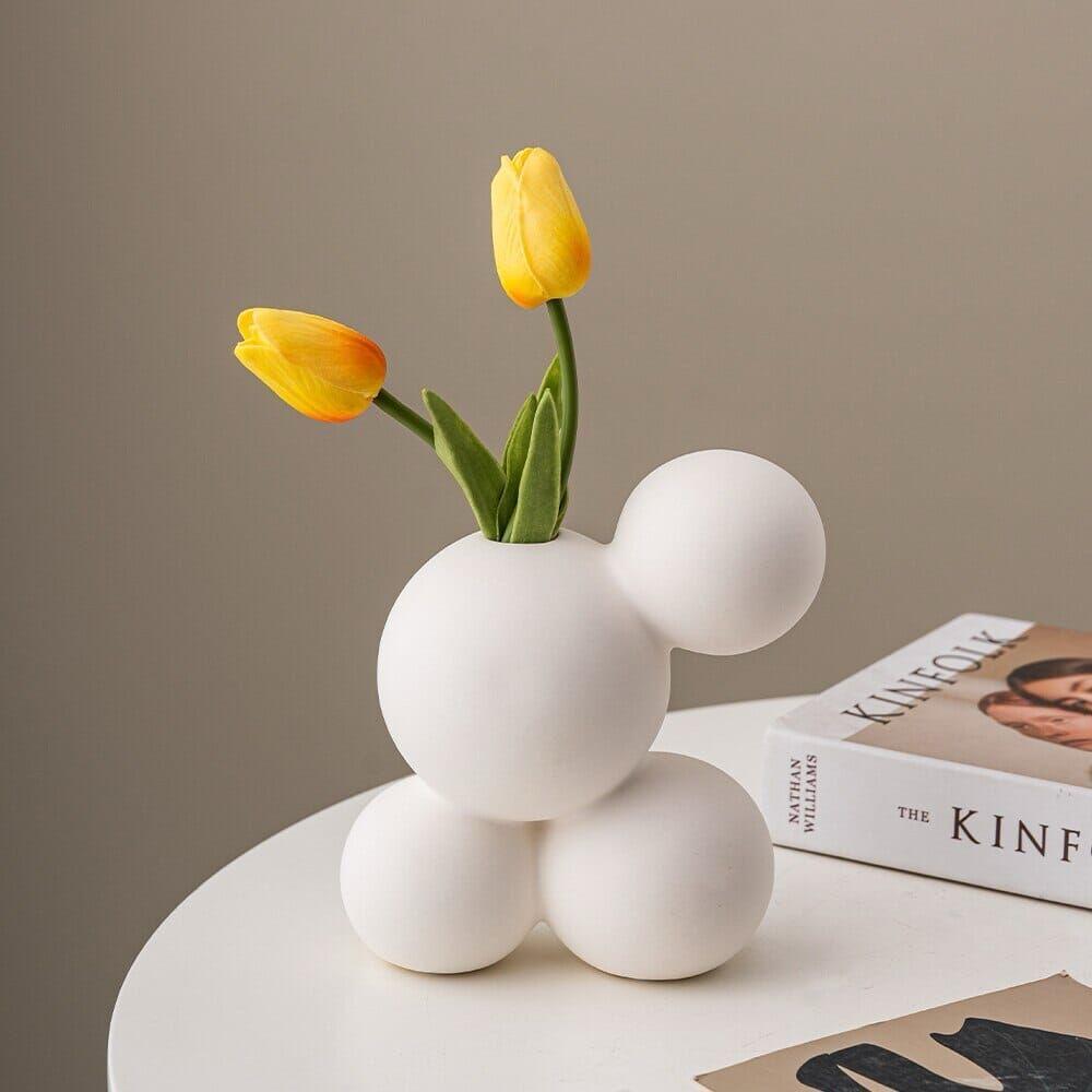 WHITE CERAMIC VASE 4 BUBBLE BUD