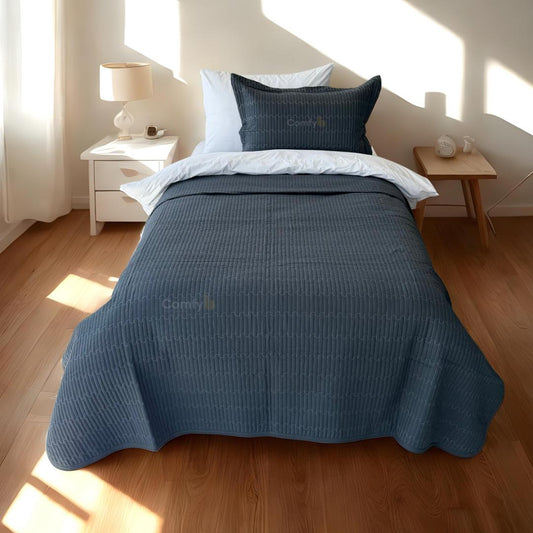 WAVY MICROFIBER PLAIN BEDSPREAD SET