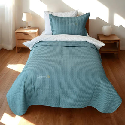 WAVY MICROFIBER PLAIN BEDSPREAD SET