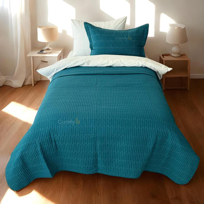 WAVY MICROFIBER PLAIN BEDSPREAD SET
