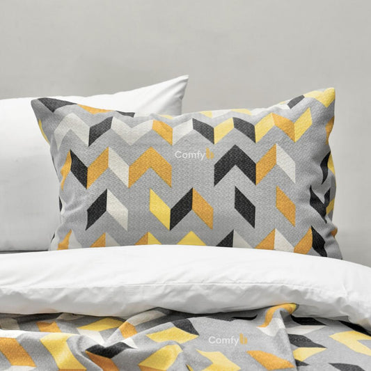 COMFYB 100% COTTON PRINTED PIKE PILLOWCASES YELLOW 2 PIECES