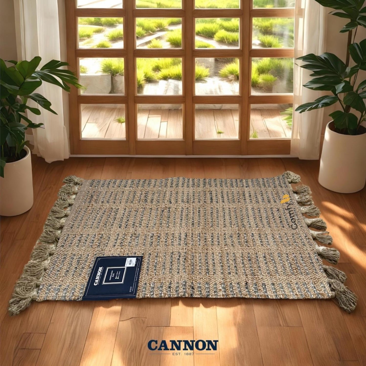 CANNON JUTE COTTON HANDLOOM RUG STRIPED