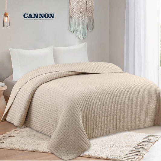 CANNON 100% COTTON STONE WASH BEDSPREAD STRIPED
