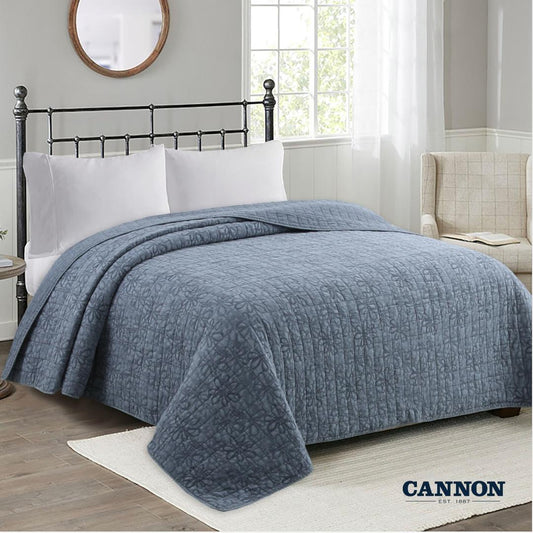 CANNON 100% COTTON STONE WASH BEDSPREAD FLORAL