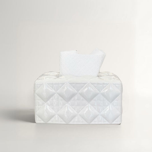 PORCELAIN TISSUE BOX DIAMOND WHITE