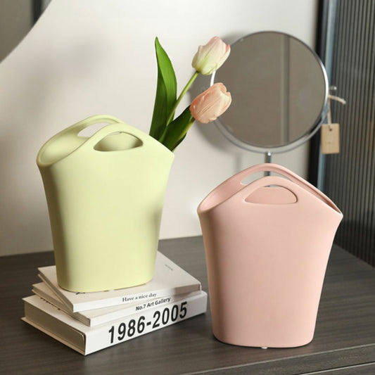 CERAMIC HAND BAG VASE