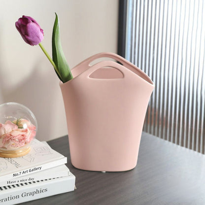 CERAMIC HAND BAG VASE