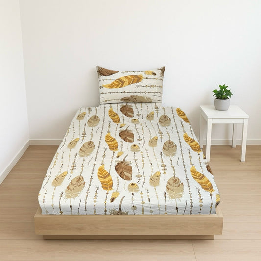 COMFYB 100% COTTON FITTED SHEET SET FEATHER