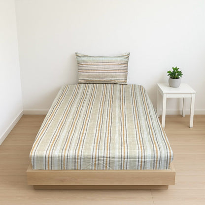 COMFYB 100% COTTON FITTED SHEET SET STRIPED