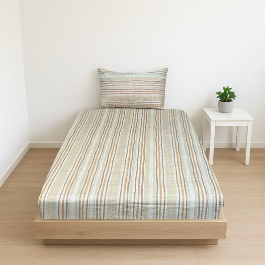 COMFYB 100% COTTON FITTED SHEET SET STRIPED