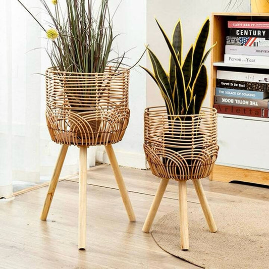 KLON WOVEN ROUND FLOWER POT STAND 2-PIECE