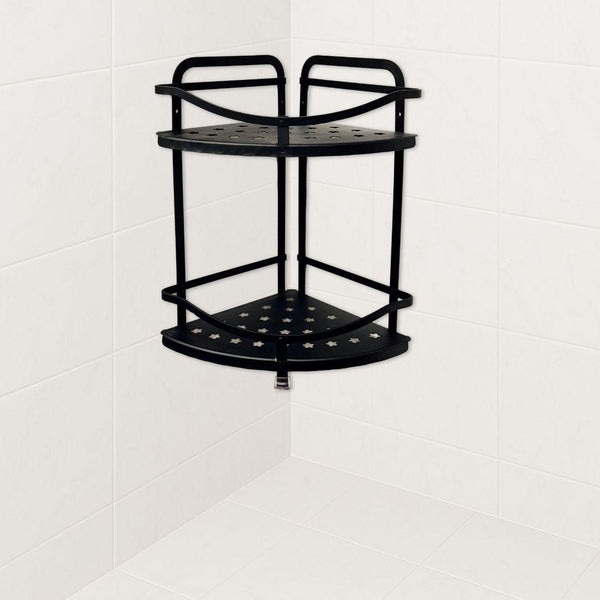 ALUMINUM GB CORNER BATH SHAMPOO HOLDER BLACK