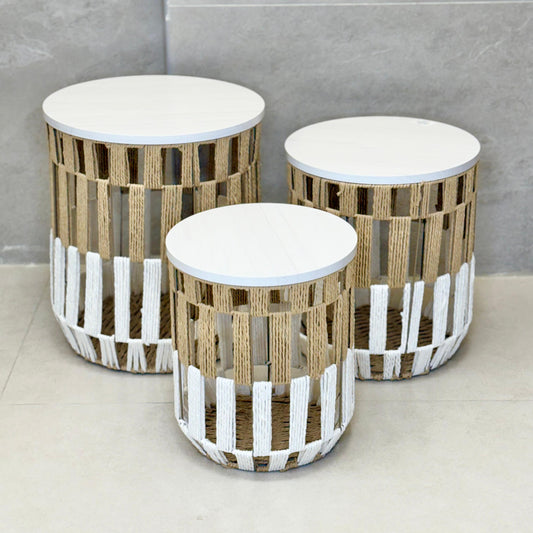 TNI STORAGE WHITE BASKET SET WITH LID
