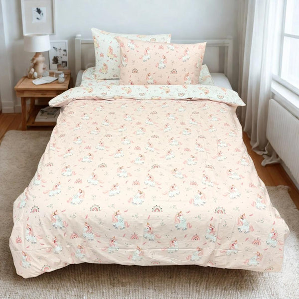 COMFYB 100% COTTON REVERSIBLE BED SET UNICORN