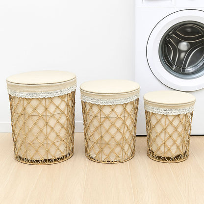 GENO STRAW LAUNDRY BASKET WITH LID