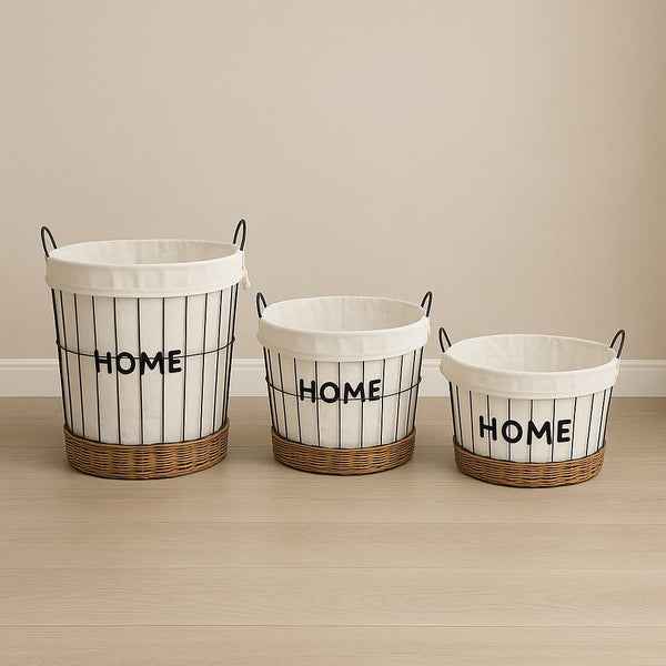 HOME ROUND STORAGE BASKETS WITH HANDLES