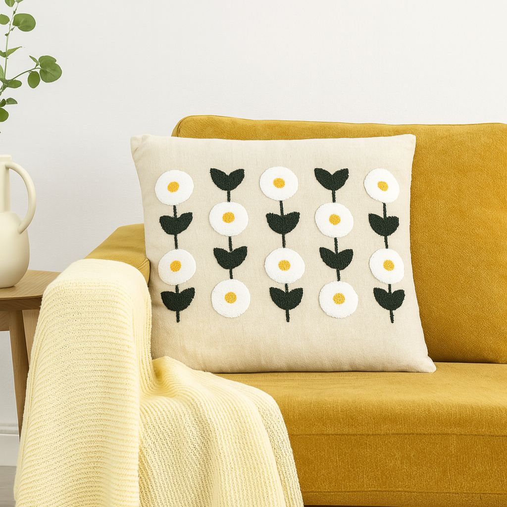 ELAV CUSHION COVER EMBROIDERED WT