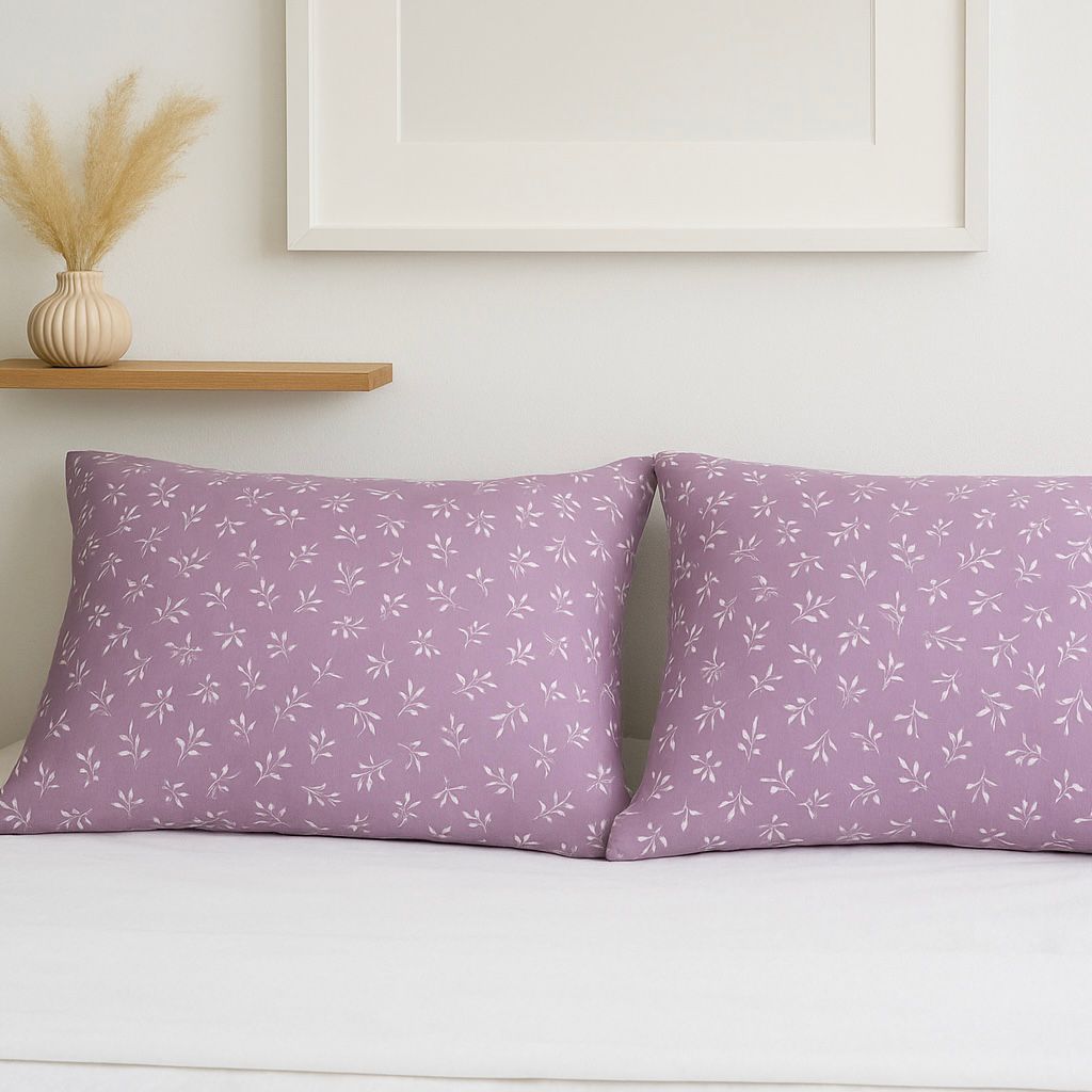 COMFYB 1005 COTTON PRINTED PILLOWCASES LEAF1