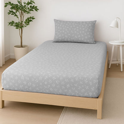 COMFYB 100% COTTON PRINTED FITTED SHEET SET LEAF