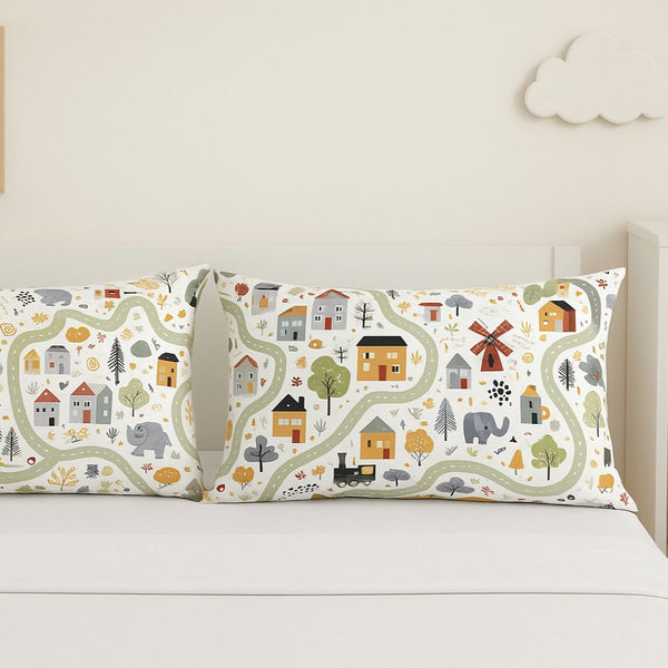 COMFYB 100% COTTON KIDS PILLOWCASES SET 2 PIECES ANIMALS