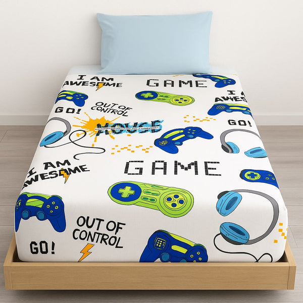 COMFYB 100% COTTON KIDS FITTED SHEET PLAYSTATION