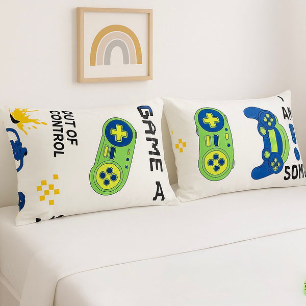 COMFYB 100% COTTON KIDS PILLOWCASES SET 2 PIECES GAME