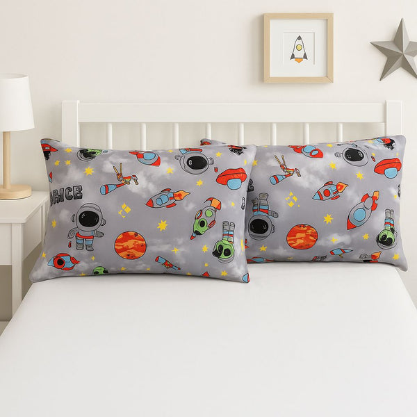 COMFYB 100% COTTON PILLOWCASES SET 2 PIECES SPACE