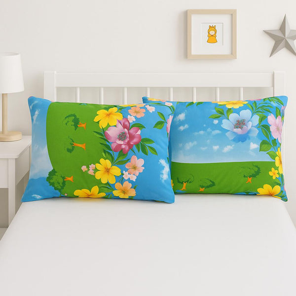 COMFYB 100% COTTON KIDS PILLOWCASES SET 2 PIECES FLOWER