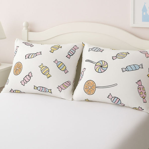 COMFYB 100% COTTON KIDS PILLOWCASES SET 2 PIECES LOLIPOP WHITE