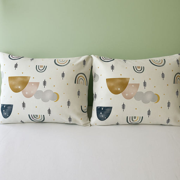 COMFYB 100% COTTON KIDS PILLOWCASES SET 2 PIECES RAINBOW GREEN