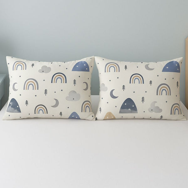 COMFYB 100% COTTON KIDS PILLOWCASES SET 2 PIECES RAINBOW BLUE