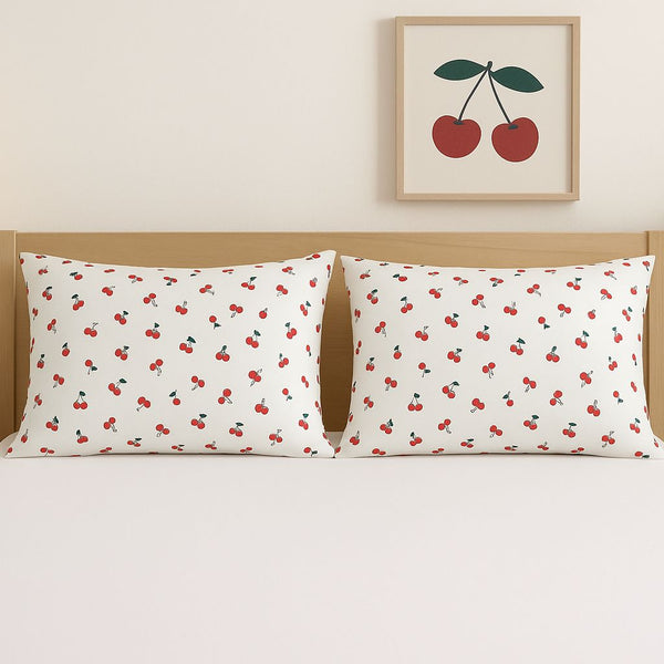 COMFYB 100% COTTON KIDS PILLOWCASES SET 2 PIECES CHERRY