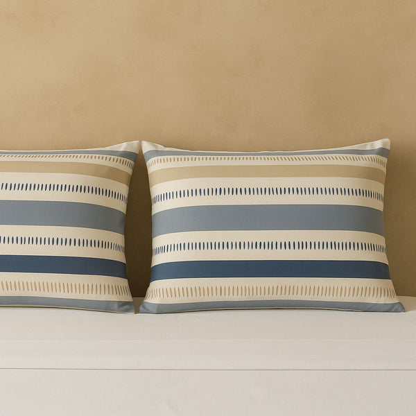 COMFYB 100% COTTON PILLOWCASES SET 2 PIECES STRIPE BLUE