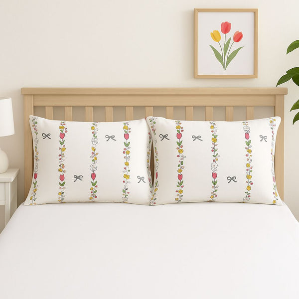 COMFYB 100% COTTON PILLOWCASES SET 2 PIECES PAPYON YELLOW