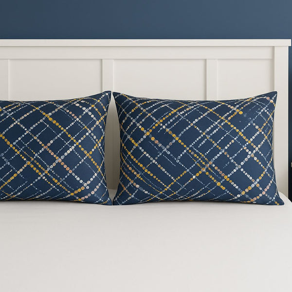 COMFYB 100% COTTON PILLOWCASES SET 2 PIECES DOTS NAVY