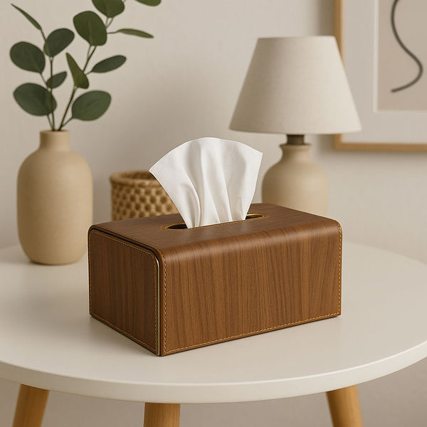 GL LEATHER WITH GOLD TISSUE BOX BROWN